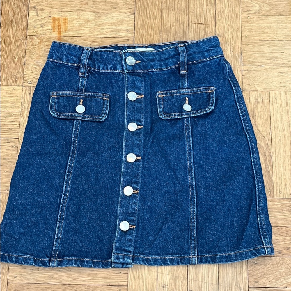 Zara Blue Denim A-Line Skirt